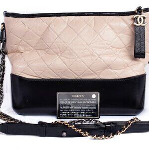 Authentic CHANEL Aged Quitled Calfskin Gabrielle Hobo Shoulder Bag